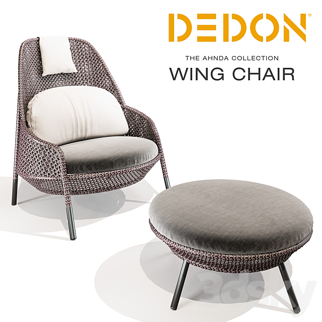 3d Models Arm Chair Dedon Ahnda Wing Chair And Footstool