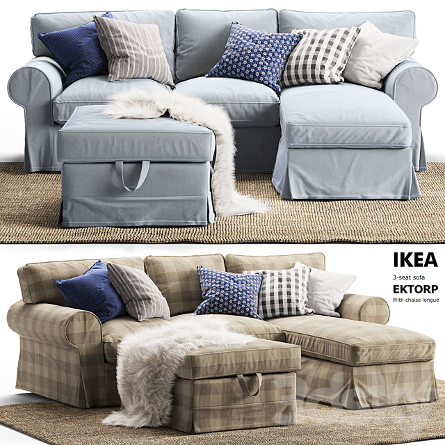 3d Models Sofa 3 Seat Sofa Ektorp With Chaise Longue Ikea