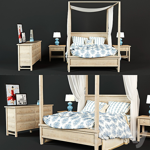 3d Models Bed Potterybarn Farmhouse Canopy Bed