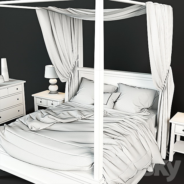 3d Models Bed Potterybarn Farmhouse Canopy Bed