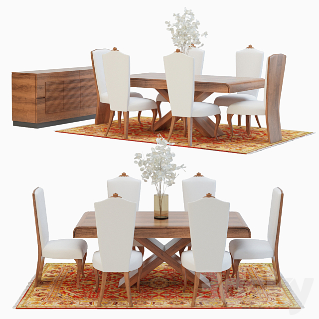 3d Models Table Chair Christopher Guy Dining Table Set 2