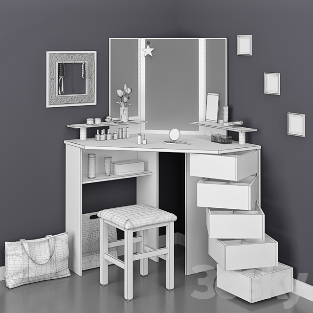 3d Models Table Chair Parisot Beauty Bar Corner Dressing Table