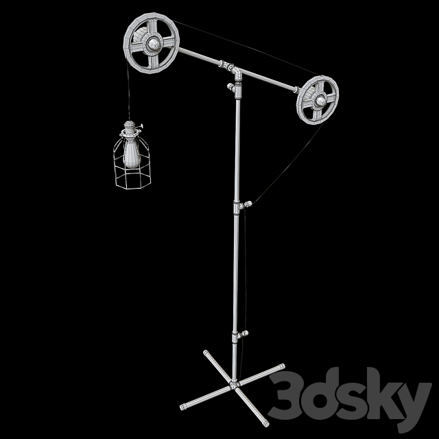 3d Models Floor Lamp West Ninth Vintage Pulley Wheel Floor Lamp