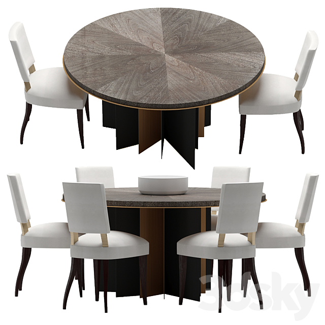 3d models Table + Chair Baker Ray Round Dining Table