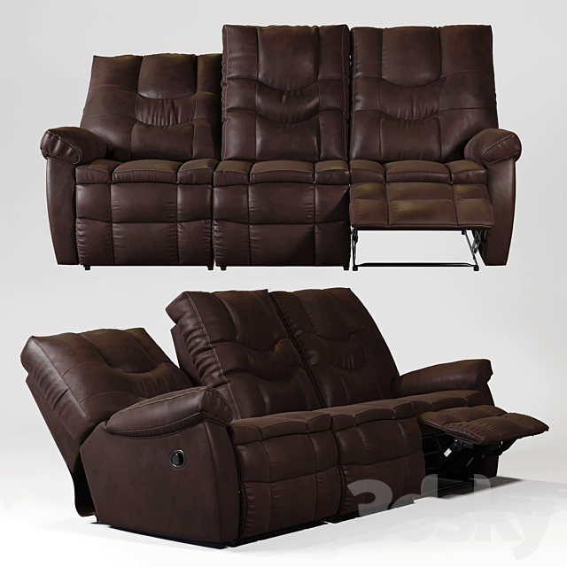 Burgett Espresso Power Reclining Sofa, Espresso Leather Reclining Couch