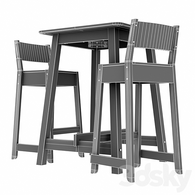 3d models: Table + Chair - IKEA Norraker Bar table and 2 ... (640 x 640 Pixel)