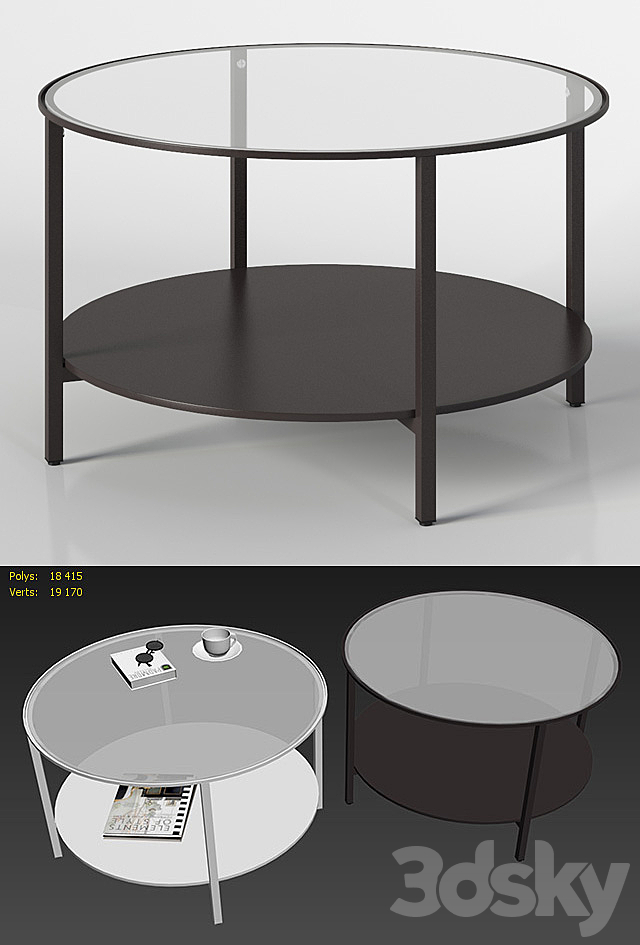 3d Models Table Ikea Vittsjo Coffee, Black Round Glass Coffee Table Ikea