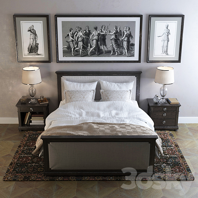Restoration Hardware St. James Upholstered Bed Bed 3D Models