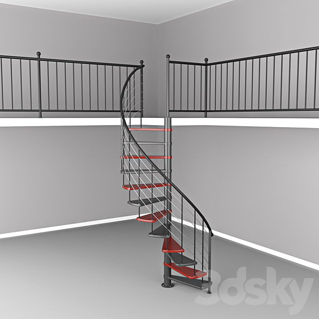 3d Models Staircase Round Stairs Up The Mezzanine