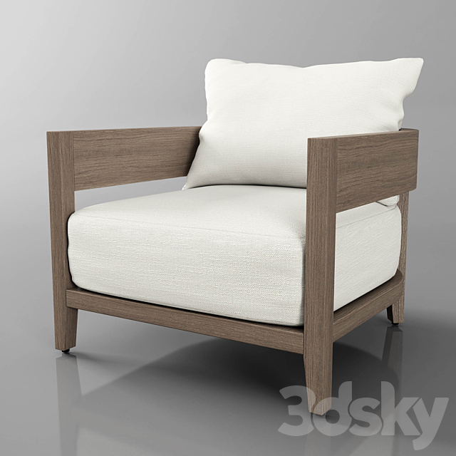 balmain teak lounge chair Arm chair 3D Models