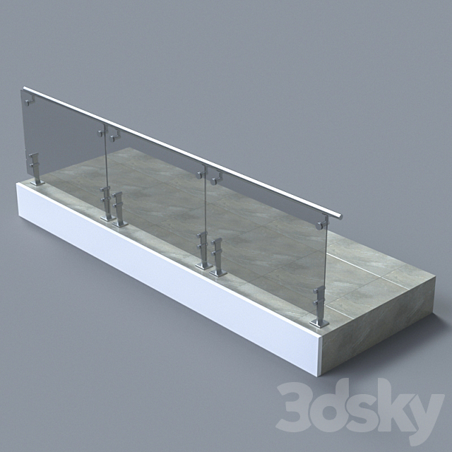 3d Models Facade Element Glass Handrail With Short Baluster