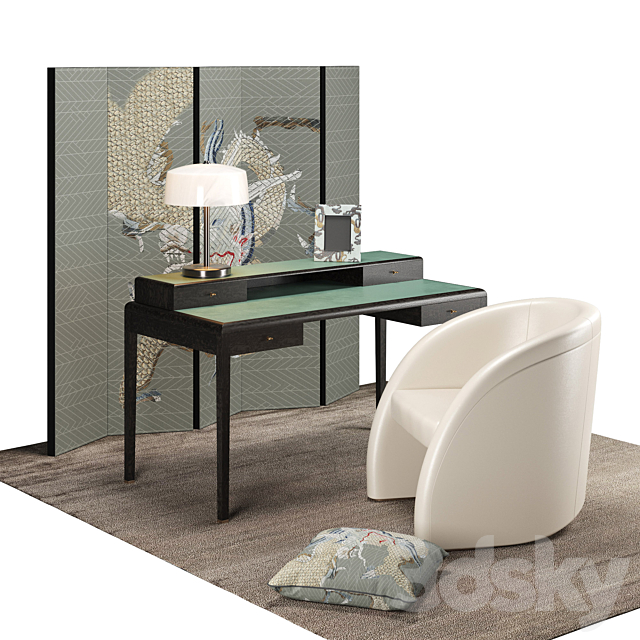 3d Models Office Furniture Armani Casa Desk Set
