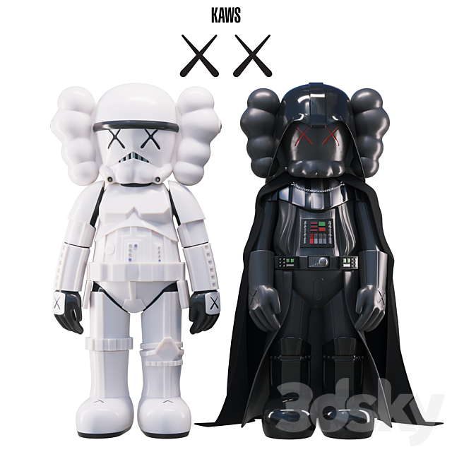 3d Models Toy Kaws Stormtrooper Darth Vader