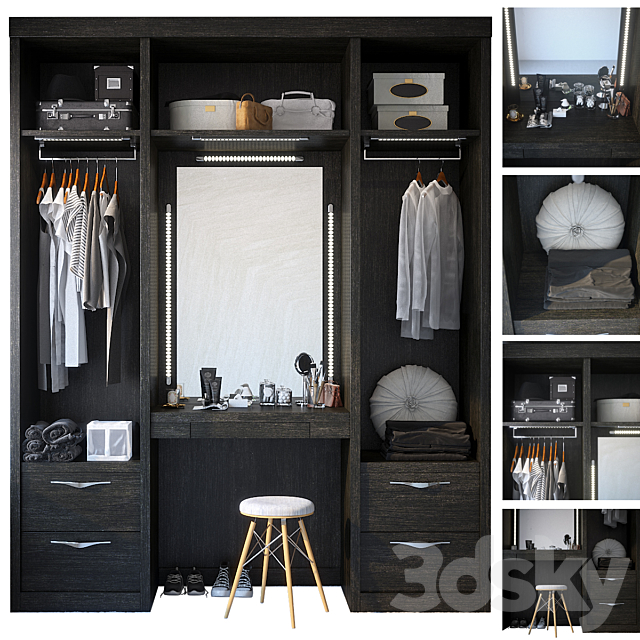 3d Models Wardrobe Display Cabinets Wardrobe With Dressing Table