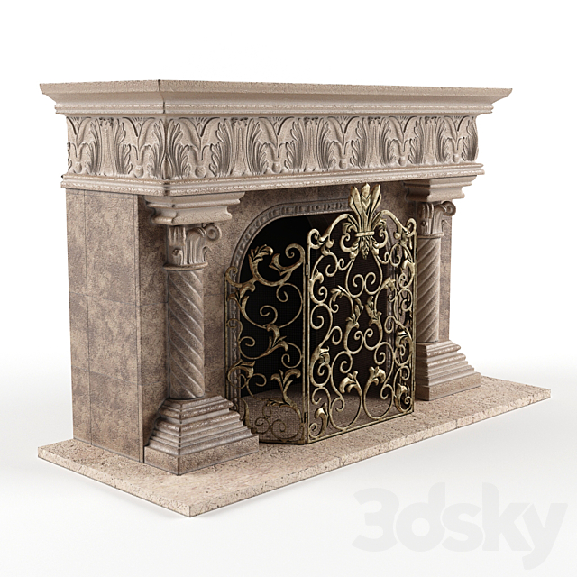3d Models Fireplace Acanthus Fireplace And Screen