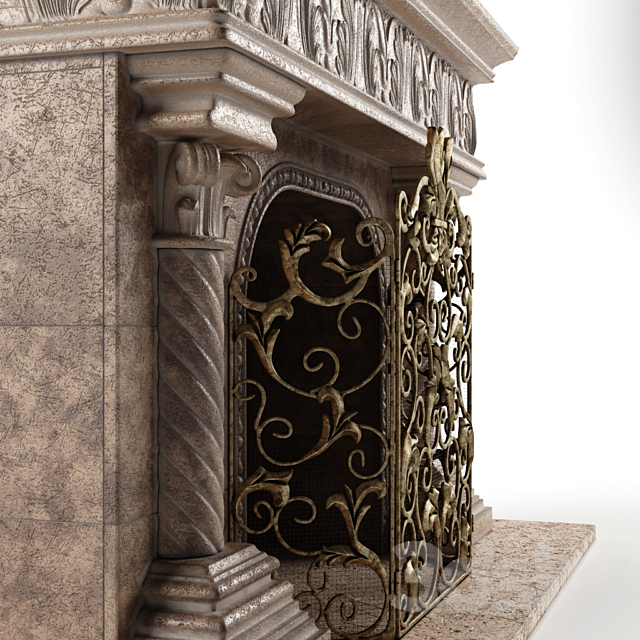 3d Models Fireplace Acanthus Fireplace And Screen