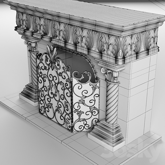 3d Models Fireplace Acanthus Fireplace And Screen