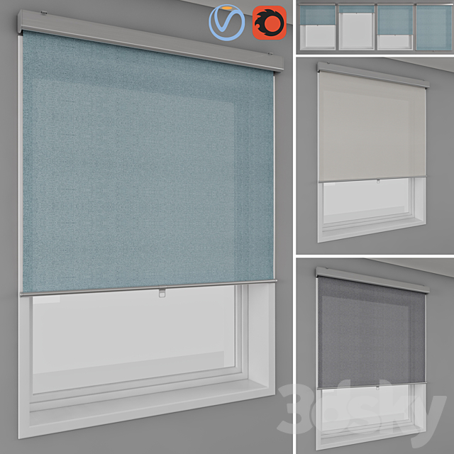 3d Models Curtain Roller Blinds Ikea Tretur And Window