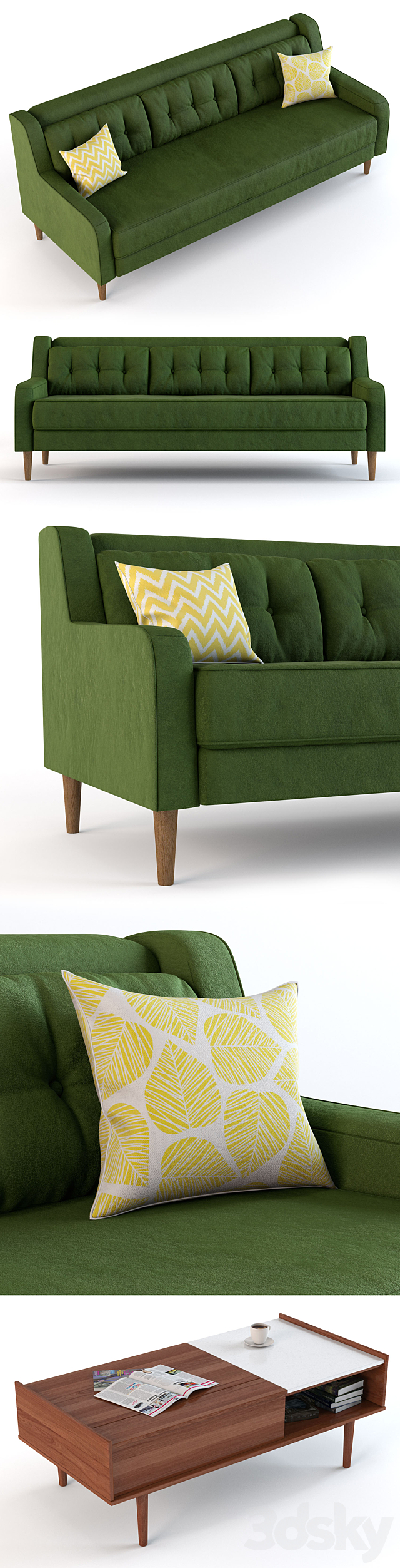 3d Models Sofa Crosby Mid Century Sofa And Pop Up Storage