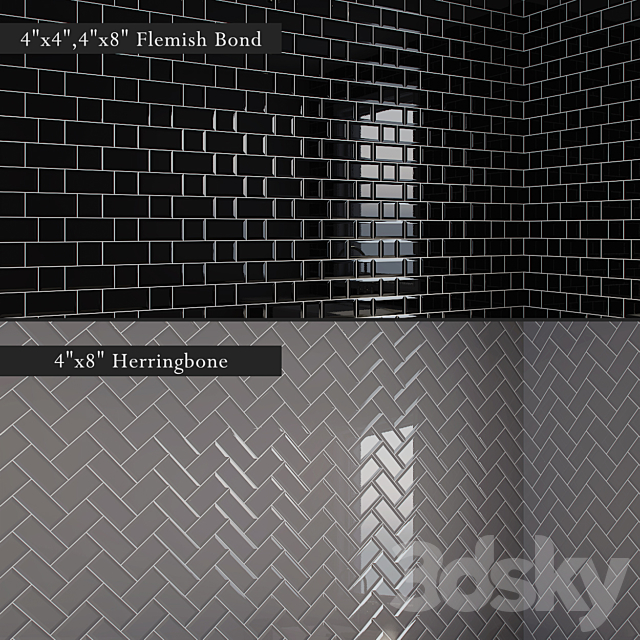 Tile 3d Models 3dsky, Black Beveled Subway Tile