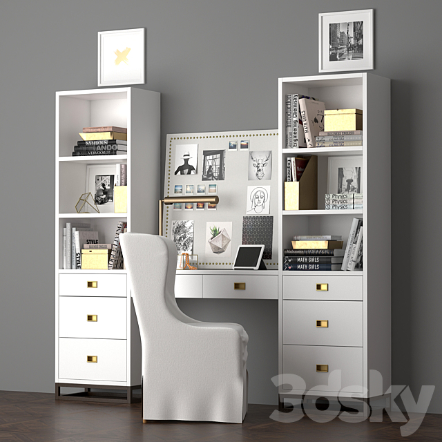 3d Models Table Chair Avalon Study Wall Set