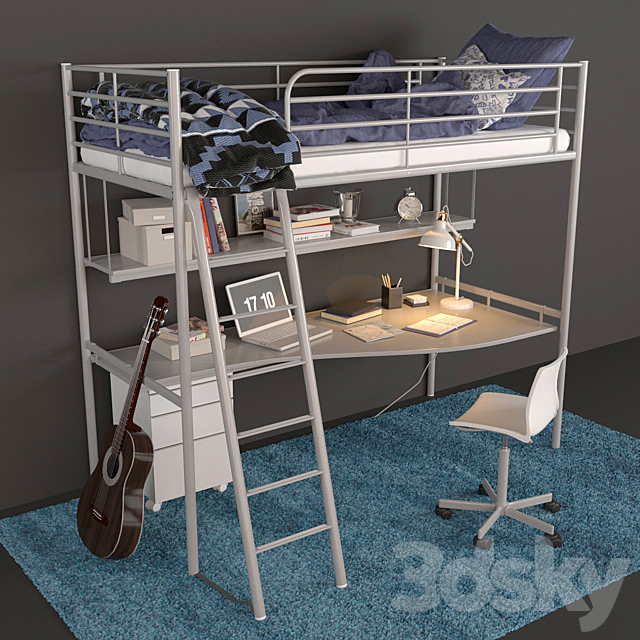 3d Models Bed Ikea Kids Bed Svarta