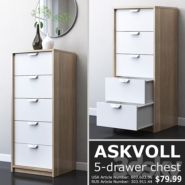 3d Models Sideboard Chest Of Drawer Ikea Askvoll Chest Of 5
