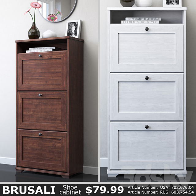 3d Models Sideboard Chest Of Drawer Ikea Brusali Shoe Cabinet