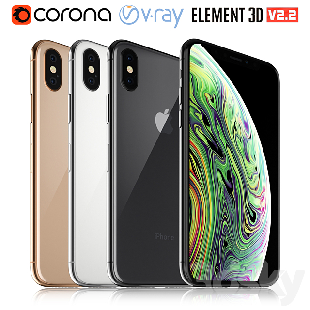3d Models Phones Apple Iphone Xs All Colors