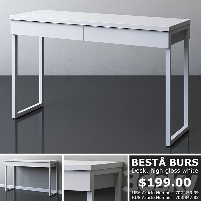 3d Models Console Ikea Besta Burs Desk