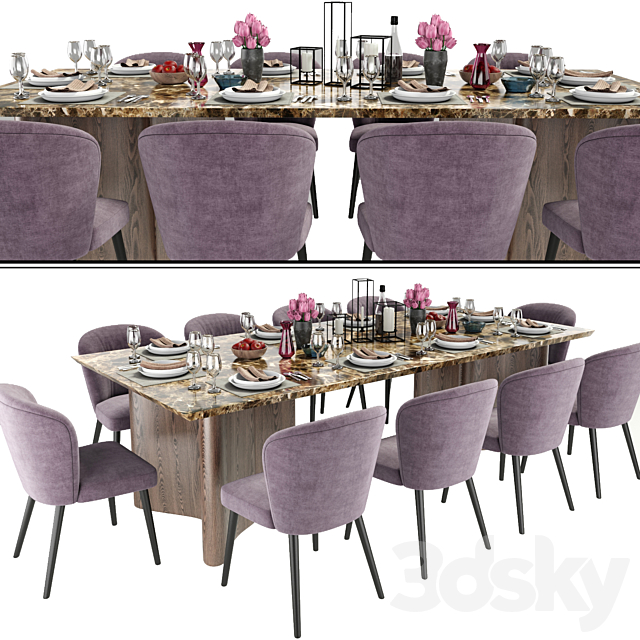 3d models: Table + Chair - Minotti Aston And Luo Dining ...