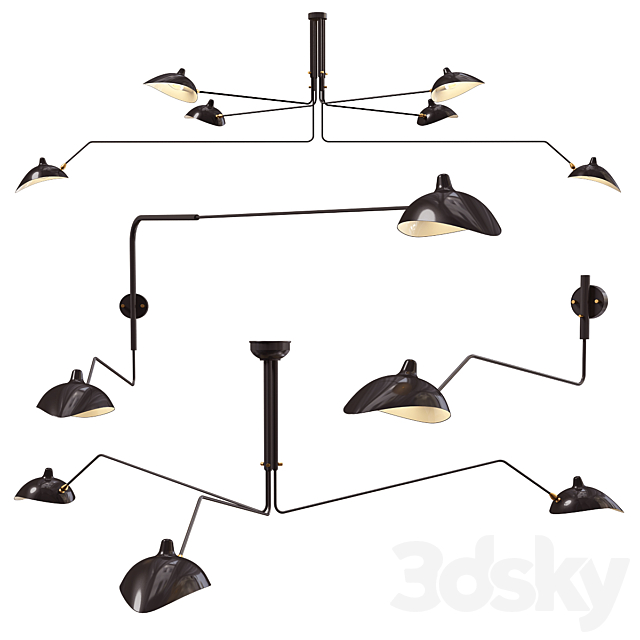 3d models: Chandelier - Serge Mouille Light Collection