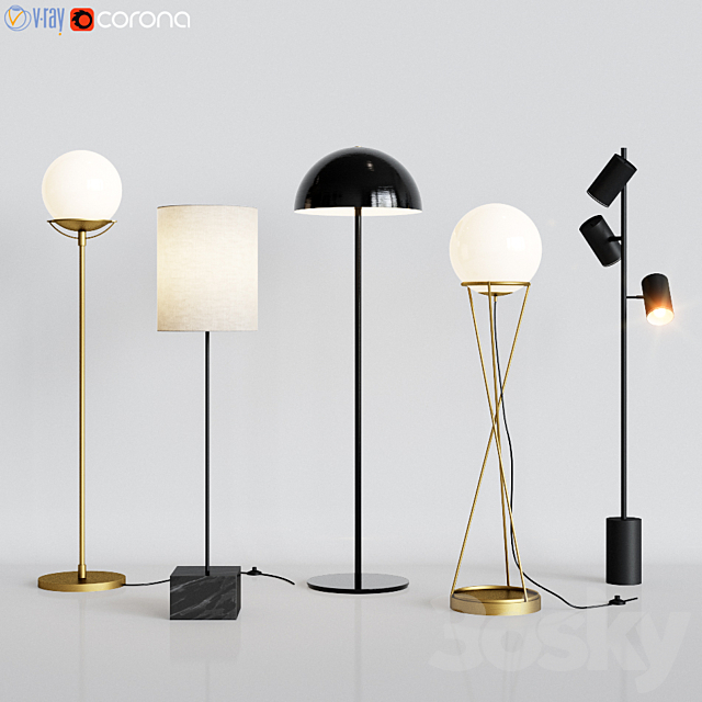Cb2 5 Floor Lamps Set 2 Lamp 3d Models Floor Lamps Set 2 Lamp 3d Models, Solis Globe Floor Lamp