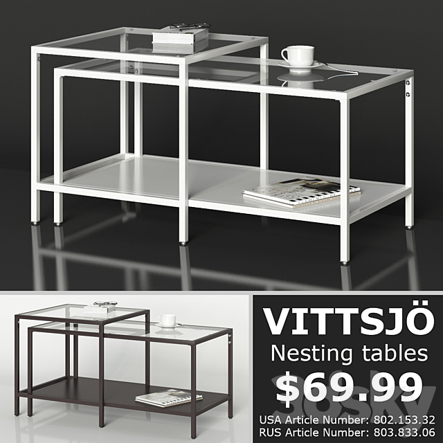 3d Models Table Ikea Vittsjo Nesting Tables