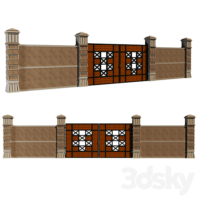 3d Models Fence Modern Gate With Fence