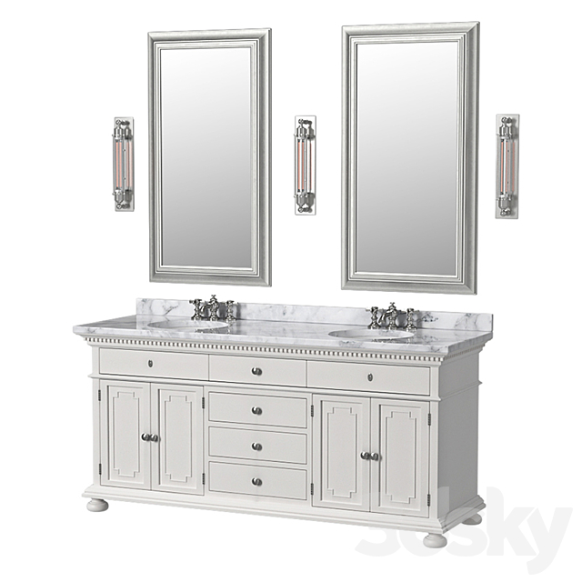 RH St. James double vanity Bathroom furniture 3D Models