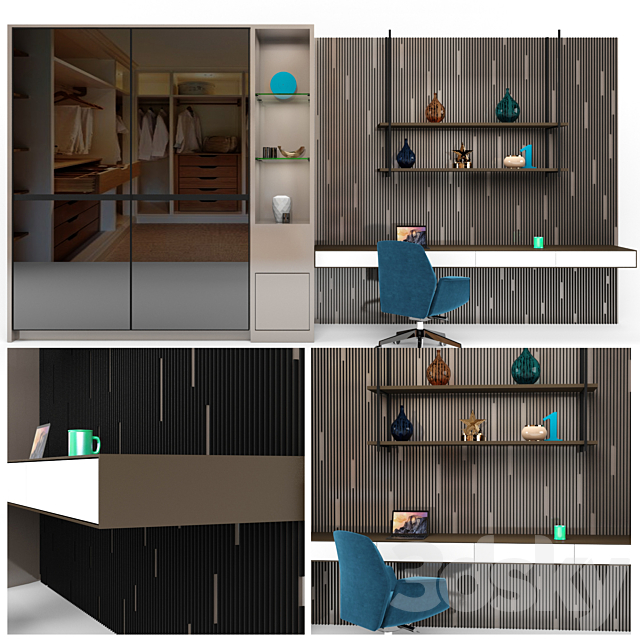 3d Models Other Wardrobe And Study Table