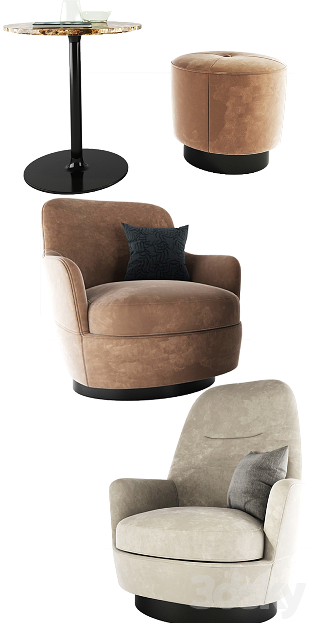 Minotti Jacques Armchair Set 2 - Arm chair - 3D Models