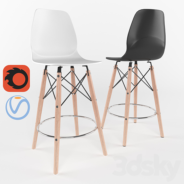 Bar Stool Eames Chair 3d Models 3dsky, Eames Bar Stool