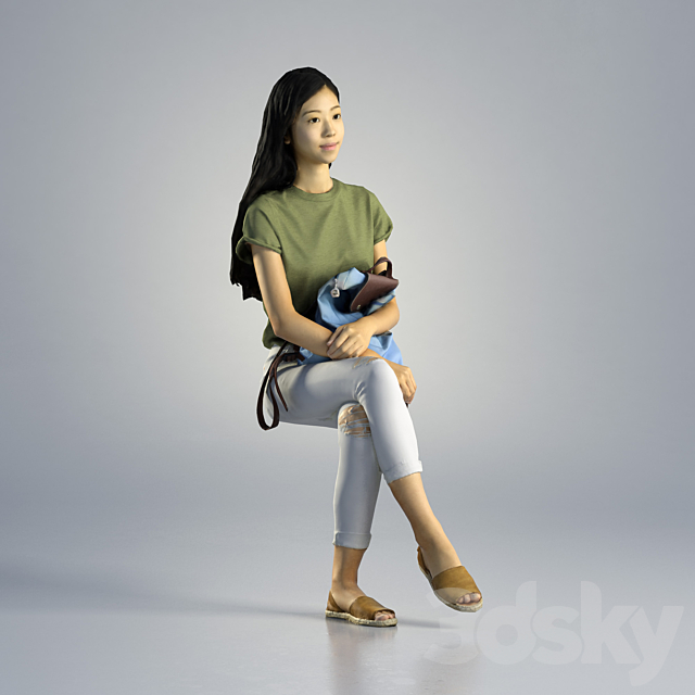 3d Models Creature Woman Emily Casual Sitting 001