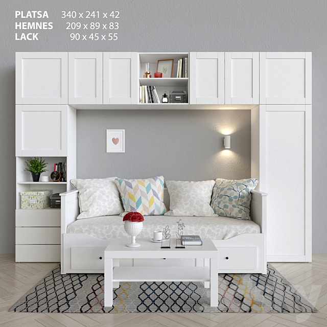3d Models Wardrobe Display Cabinets Wardrobe Bed And Table