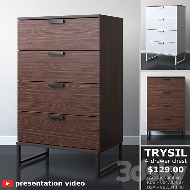 3d Models Sideboard Chest Of Drawer Ikea Trysil 4 Drawer Chest