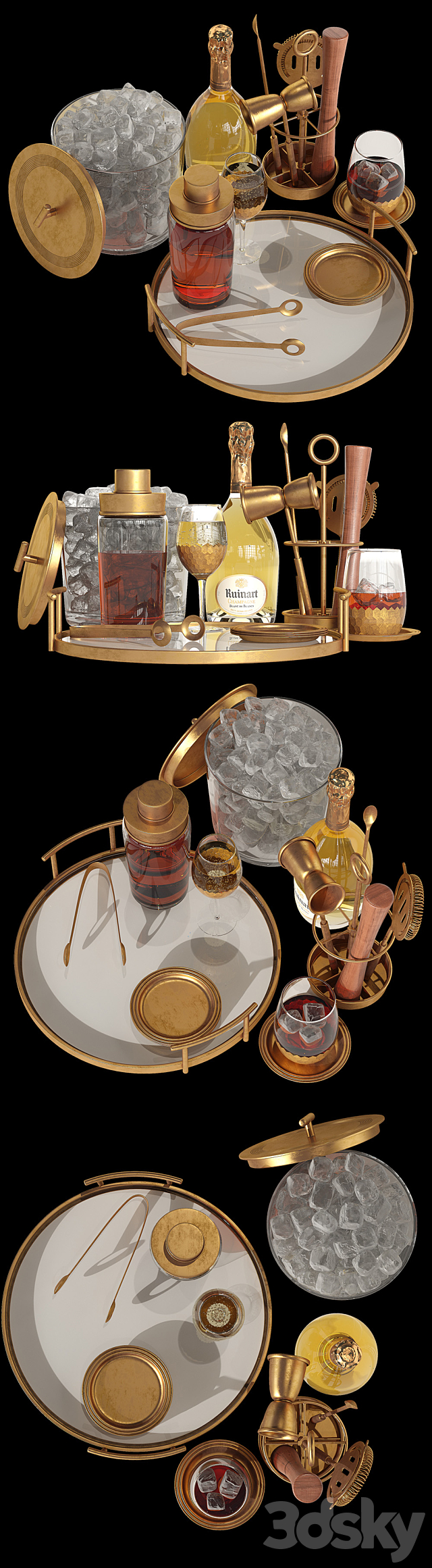 Potterybarn gold bar accessories Food and drinks 3D Models