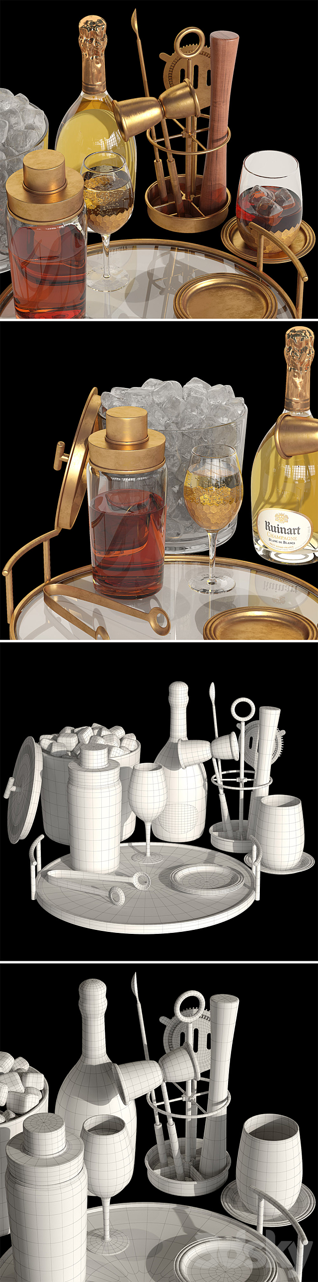 Potterybarn gold bar accessories Food and drinks 3D Models