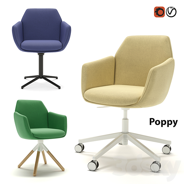3d Models Arm Chair Office Chair Haworth Poppy