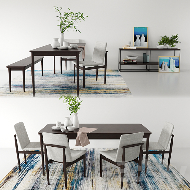 3d Models Other West Elm Modern Farmhouse Dining Bench