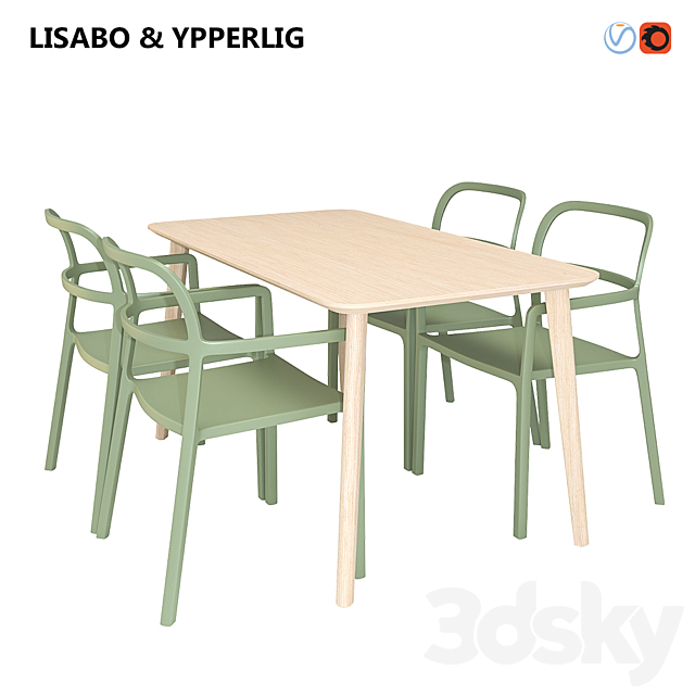 Ikea Dining Set 01 Table Chair 3d, Folding Kitchen Table And Chairs Ikea