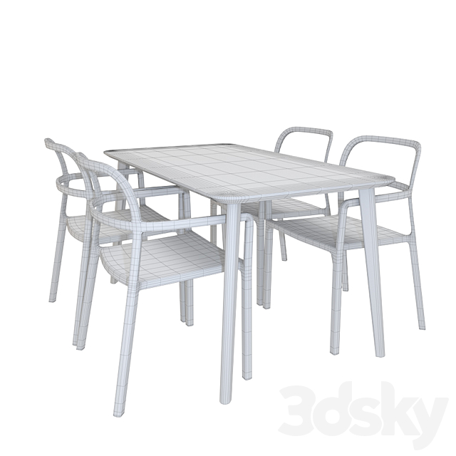 3d Models Table Chair Ikea Dining Set 01