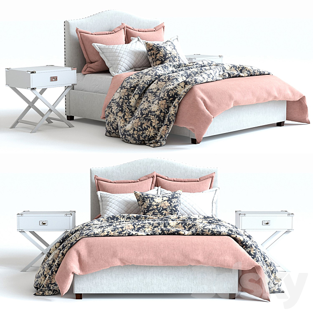 3d Models Bed Pottery Barn Raleigh Bed 3 Pink