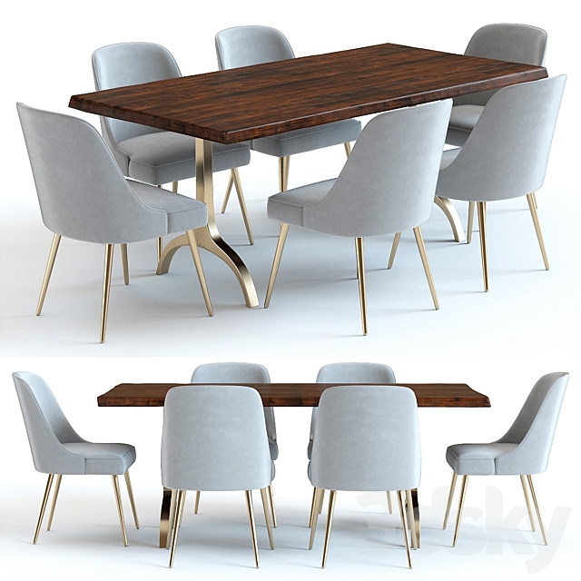 West Elm Cast Trestle Table And Chairs Chair 3d Models West Elm Cast Trestle Table And Chairs, Cast Trestle Dining Table